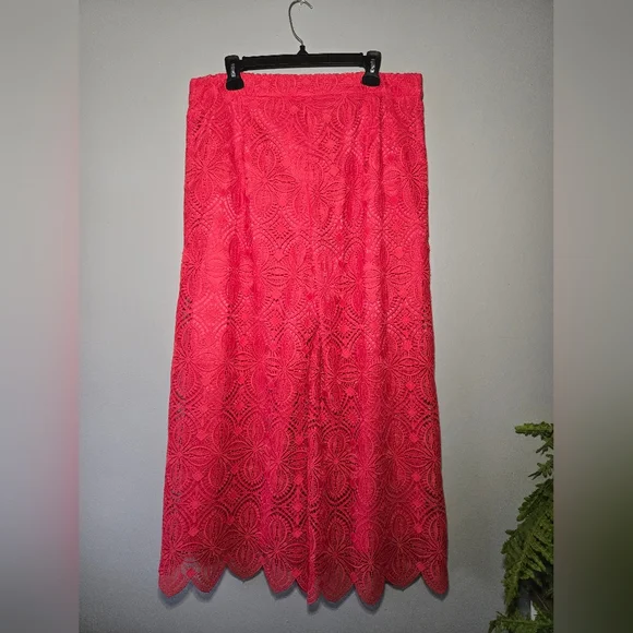 Trina Turk Red Coral Lace Wide-Leg Pants – Plus Size 14 – NWT